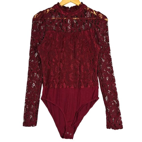 Heart Soul Tops - Heart Soul Bodysuit Womens Large Paisley Lace Sheer Fairy Grunge Coquette Goth